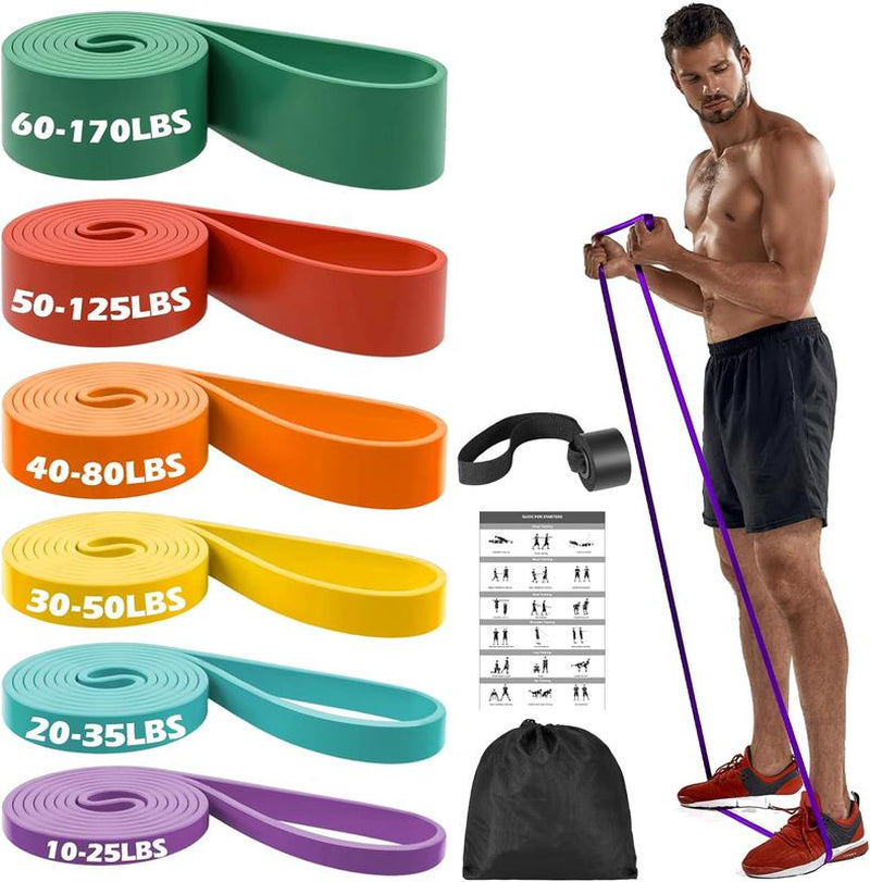 Resistance Bands, 6 Resistance Levels Pull up Assistance Bands, Heavy Duty Resistance Band Set with Door Anchor, for Working Out, Muscle Training, Physical Therapy, Yoga Pilates, Best Christmas Gifts for Men