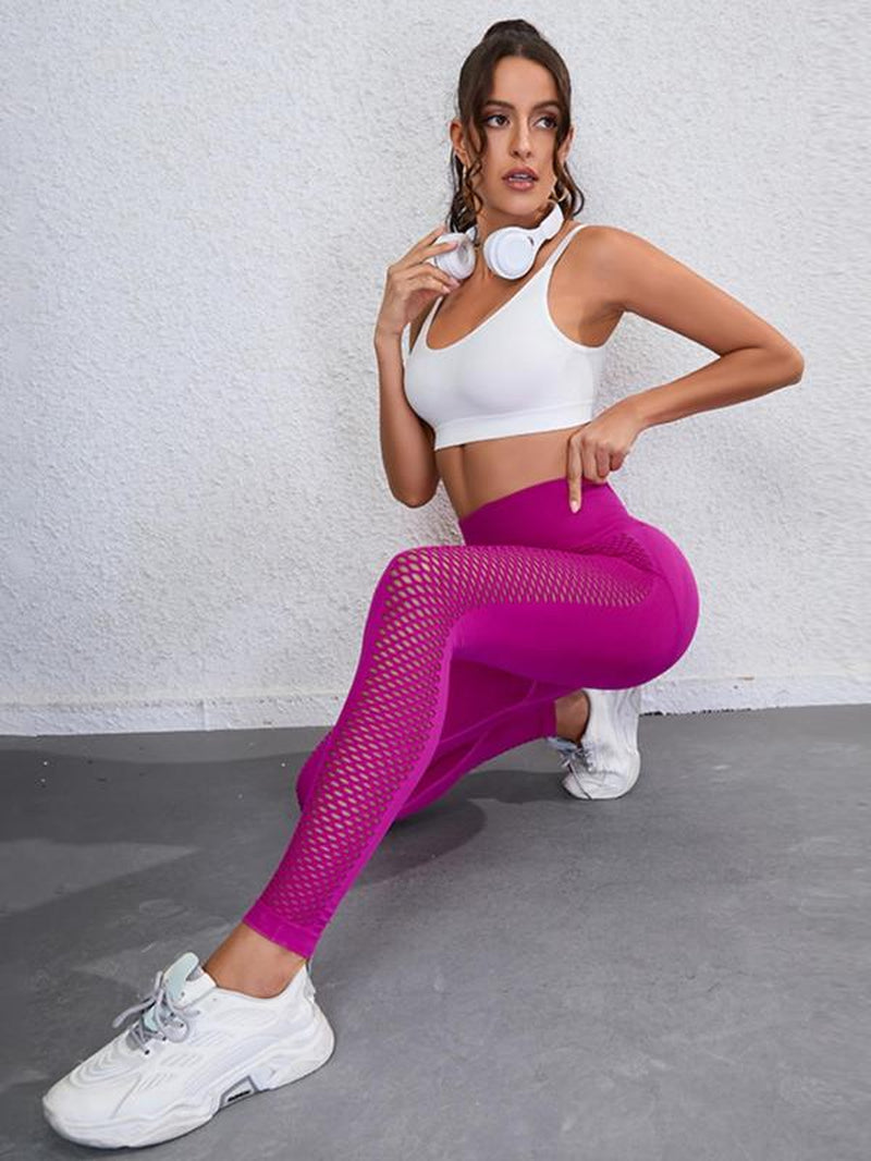 Women'S High Waist Hollow Out Sports Leggings, Sport High Stretch Seamless Yoga Leggings, Summer Outfits, Ladies Sportswear Clothing