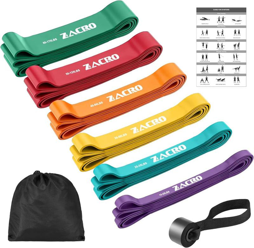 Resistance Bands, 6 Resistance Levels Pull up Assistance Bands, Heavy Duty Resistance Band Set with Door Anchor, for Working Out, Muscle Training, Physical Therapy, Yoga Pilates, Best Christmas Gifts for Men